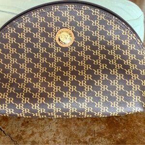 Rioni Brown and Gold Monogram Cosmetic Case